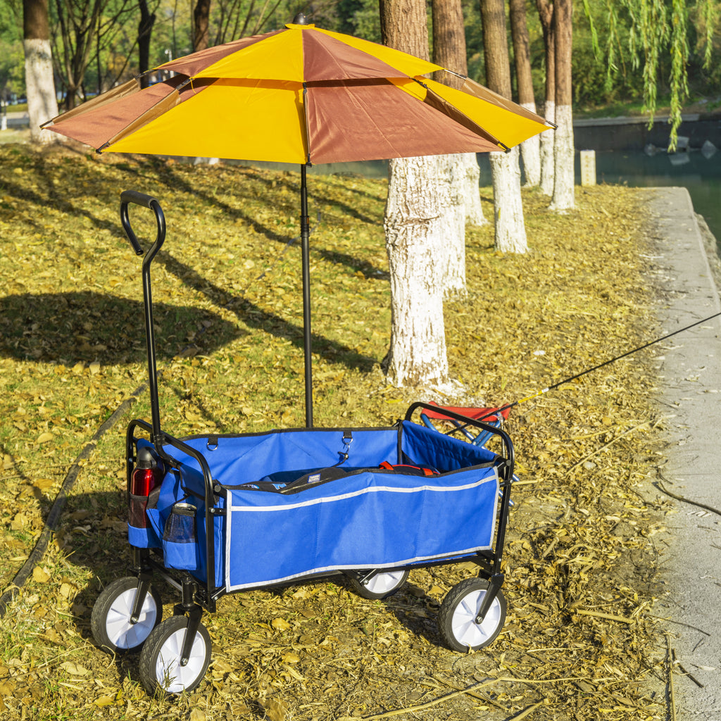 Leoglint Garden cart Folding Wagon Garden Shopping Beach Cart (Blue)