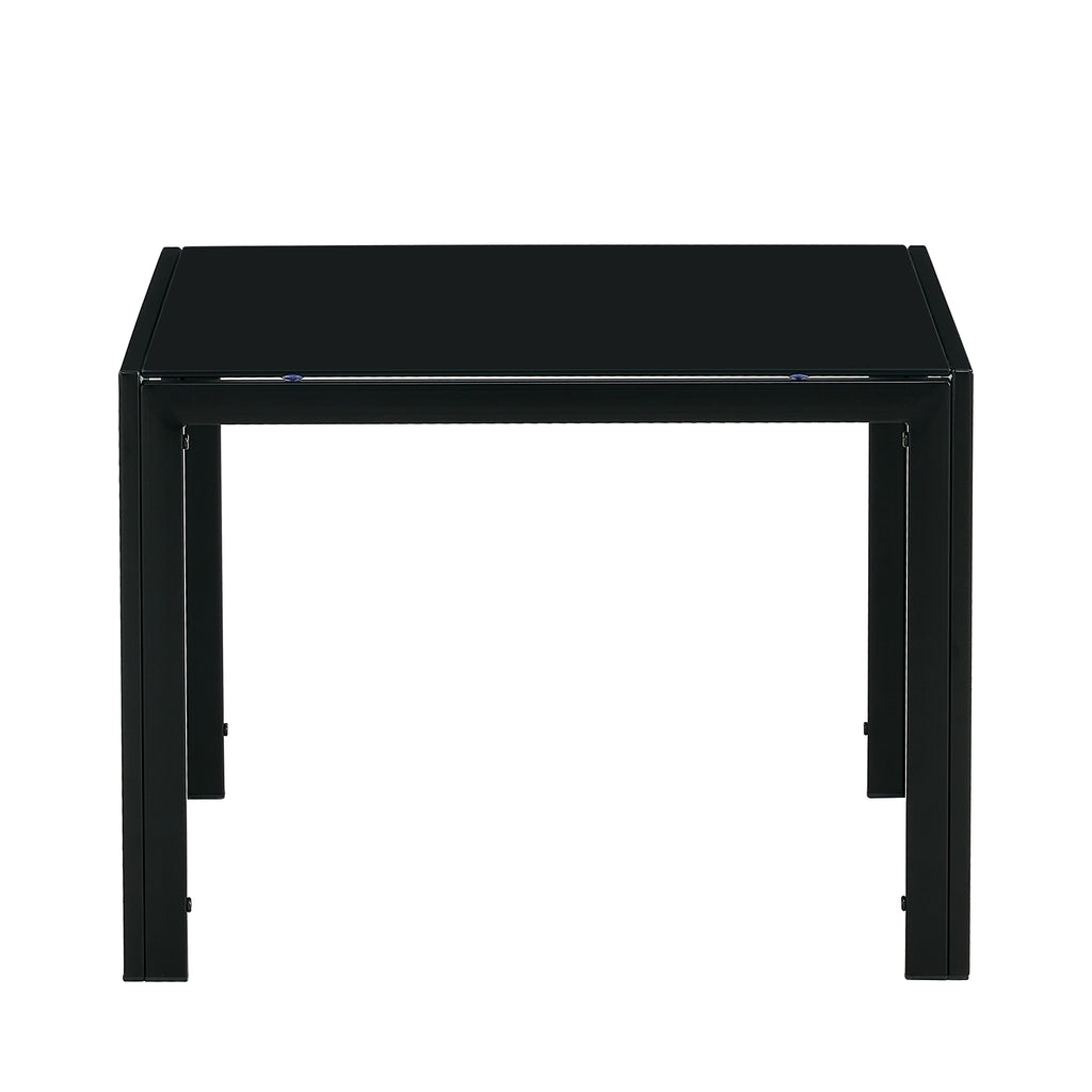 Leoglint Coffee Table Set of 2, Square Modern Table with Tempered Glass Finish for Living Room,Black