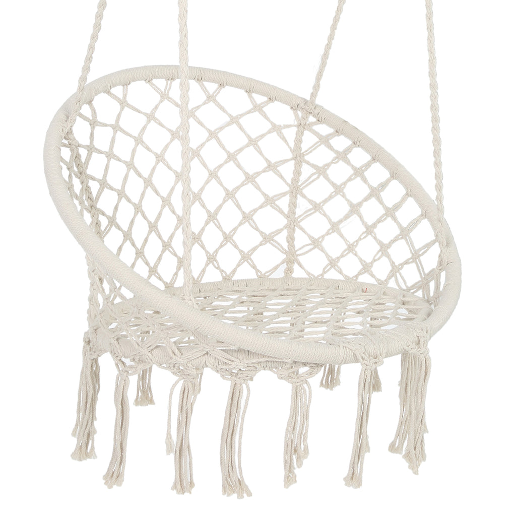 Leoglint Hammock Outdoor Chair Macrame Swing  Max 330 Lbs Hanging Cotton Rope Hammock Swing Chair for Indoor and Outdoor