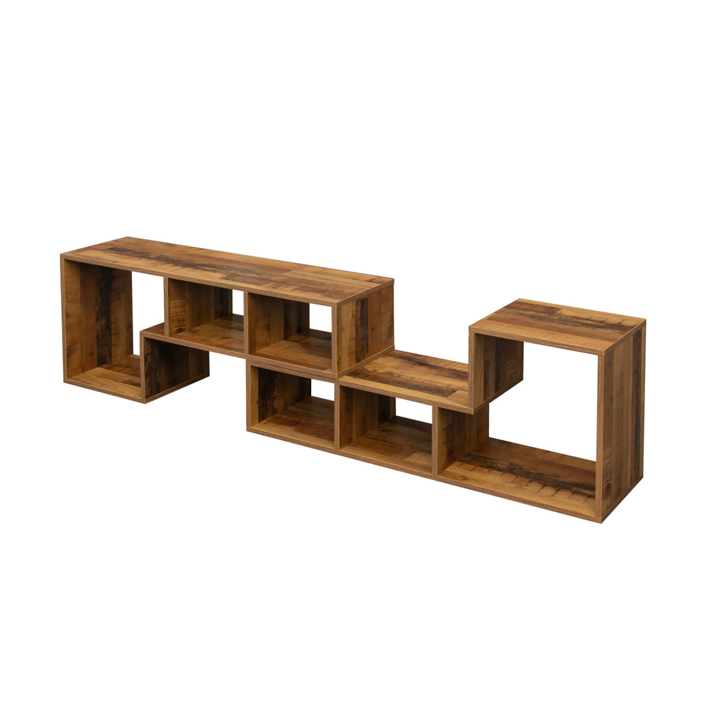 Leoglint Double L-Shaped Oak TV Stand,Display Shelf ,Bookcase for Home Furniture,Fir Wood