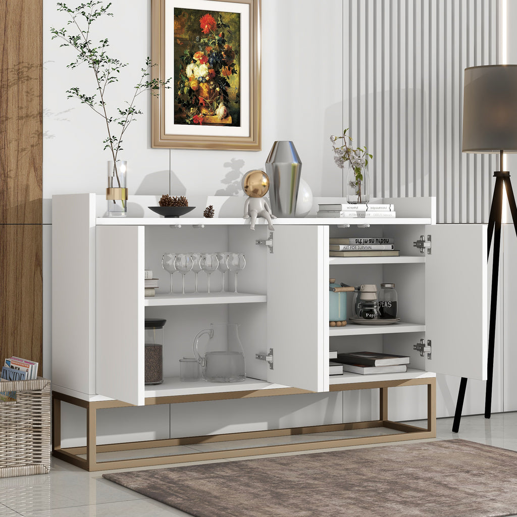 Leoglint TREXM Modern Sideboard Elegant Buffet Cabinet with Large Storage Space for Dining Room, Entryway (White)