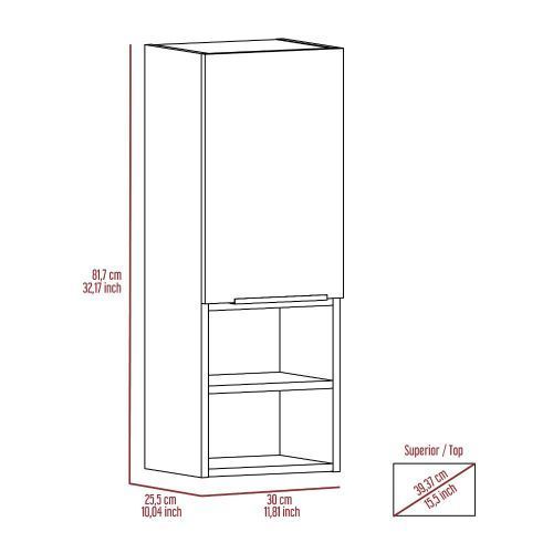 Leoglint Medicine 32H" Single Door Cabinet, Two Interior Shelves, Two External Shelves, Light Gray