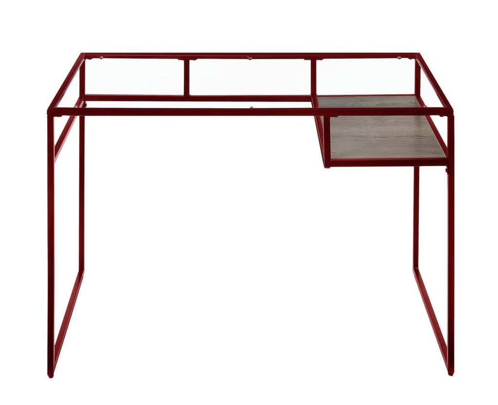 Leoglint ACME Yasin Office Desk, Red & Glass 92584