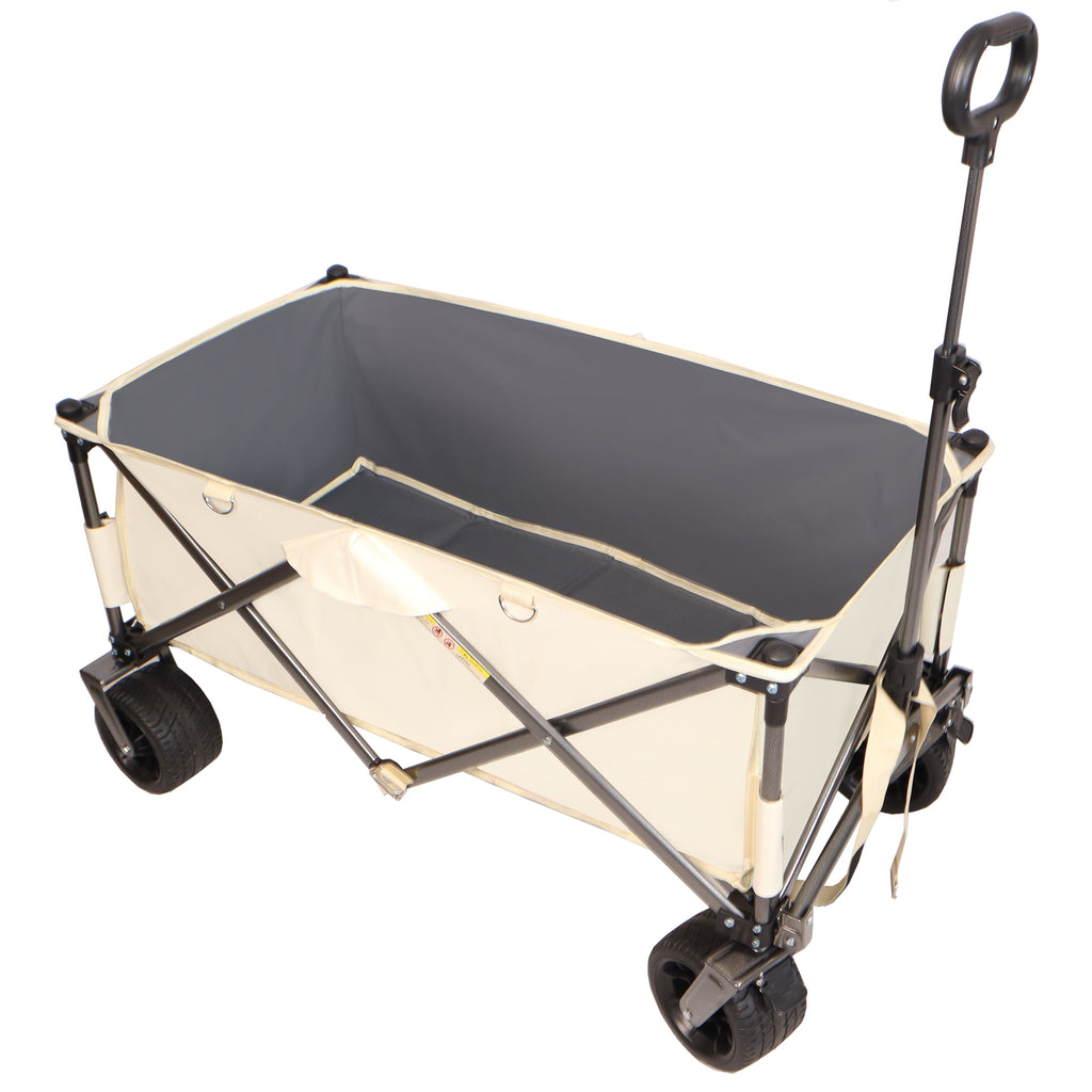 Leoglint Garden cart Folding Wagon, Heavy Duty Utility Beach Wagon Cart for Sand with Big Wheels, Adjustable Handle&Drink Holders for Shopping, Camping,Garden and Outdoor