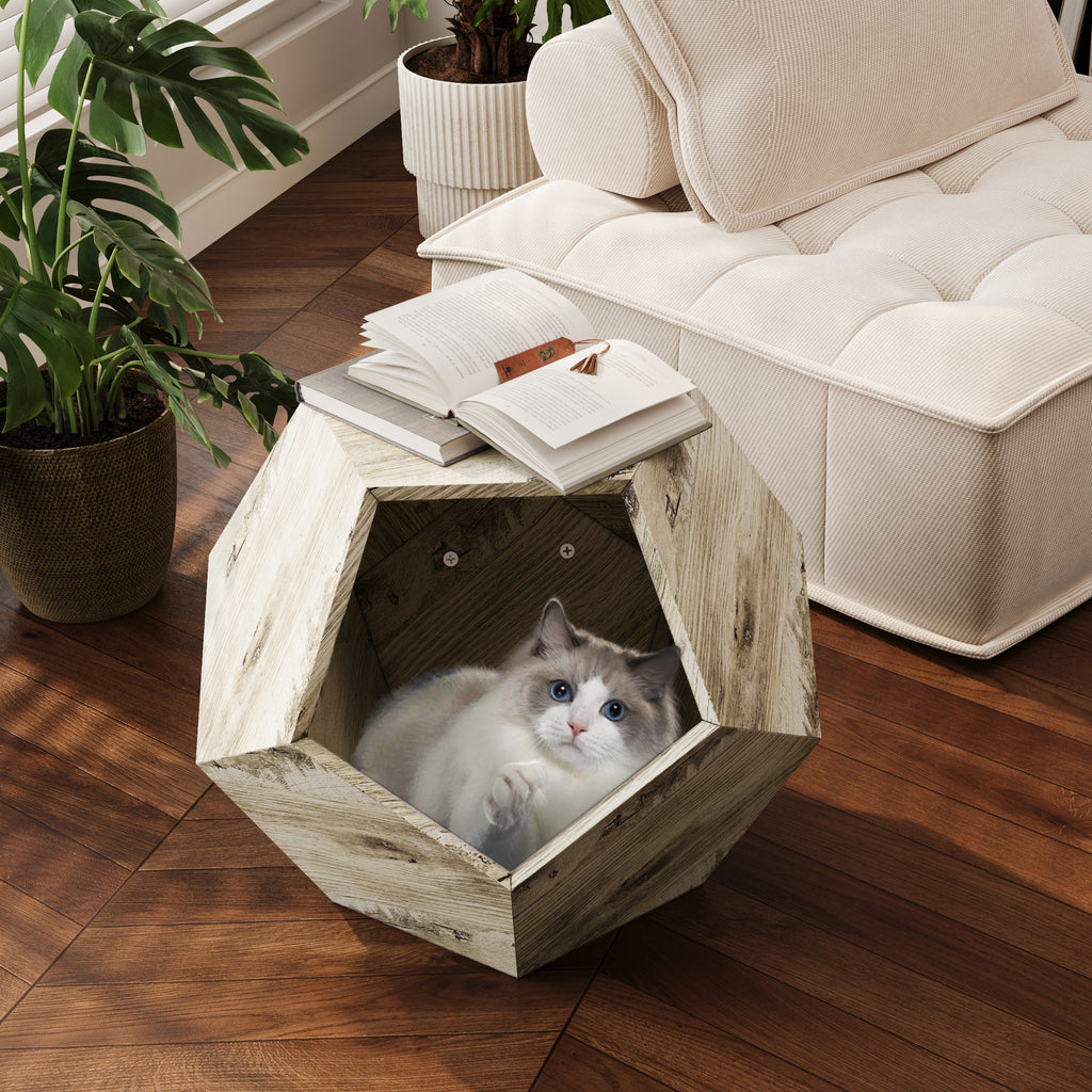 Leoglint 25.98'' Modern Pet Furniture Cat Litter Box, Sofa Side Table, Planter MDF Multifunctional Furniture, Colored Flower Oak