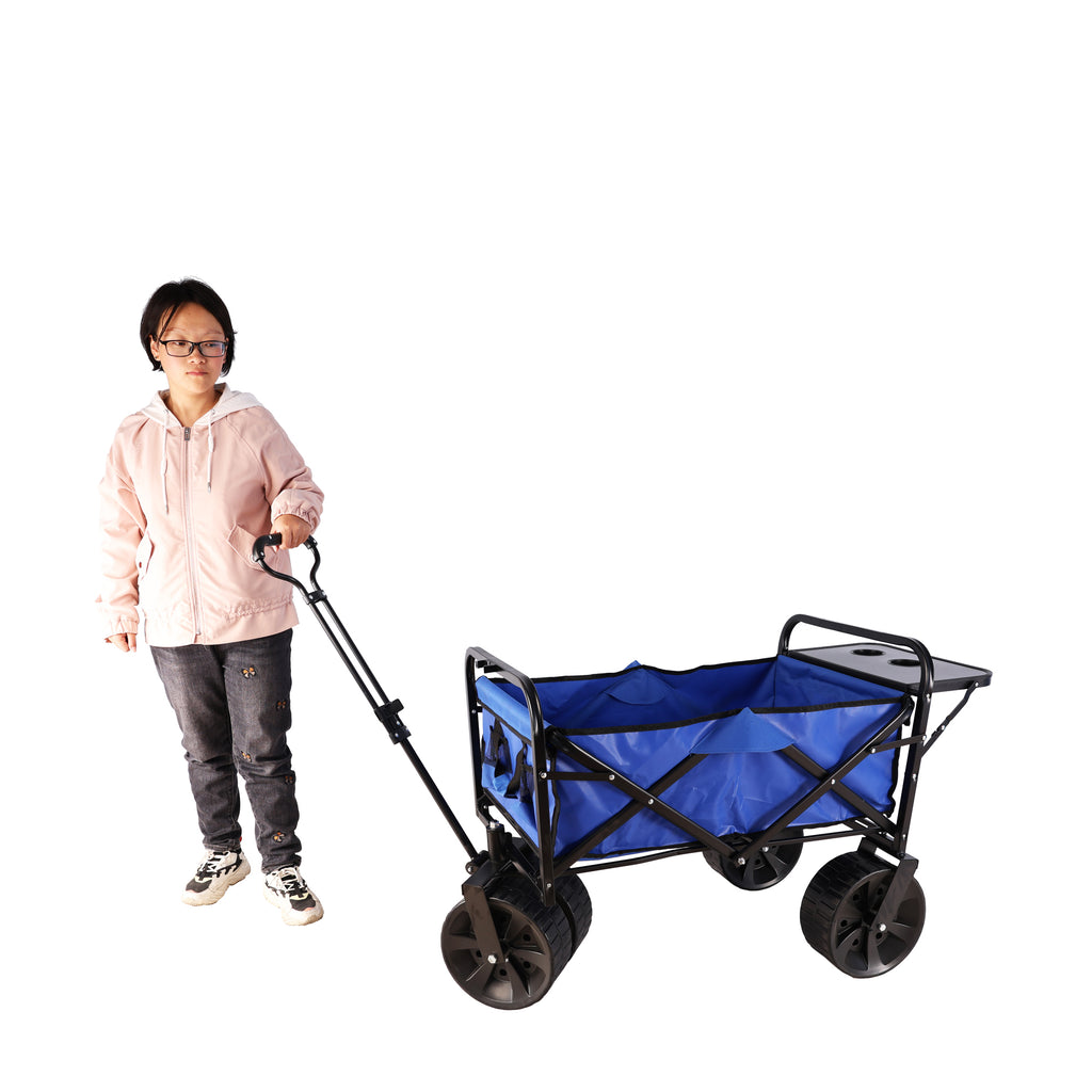 Leoglint Garden cart Folding Wagon Garden Shopping Beach Cart (Blue)