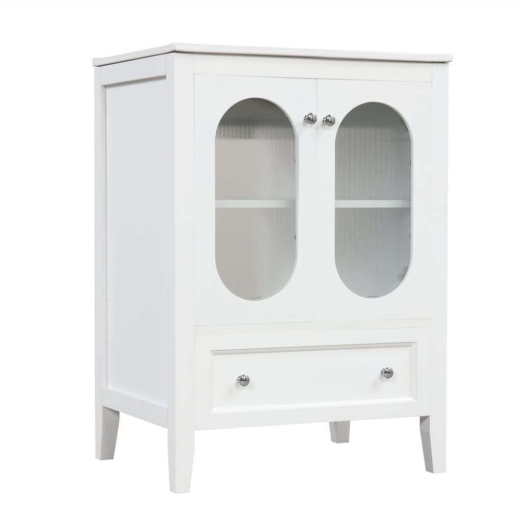 Leoglint 24" Bathroom Vanity with Sink, Bathroom Vanity Cabinet with One Drawer and Doors, Adjustable Shelf, Solid Wood and MDF, White