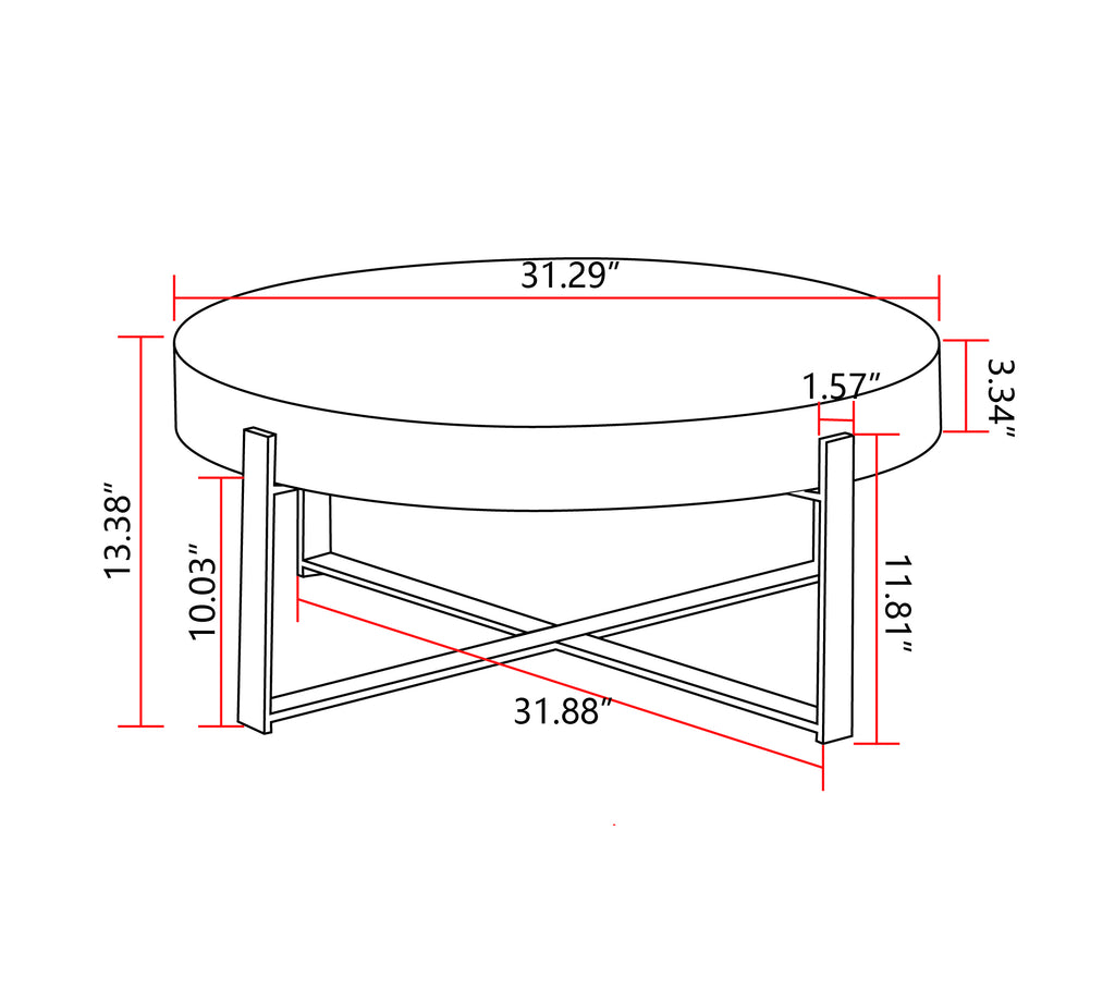 Leoglint 31.29"Modern Retro Splicing Round Coffee Table,Fir Wood Table Top with Gold Cross Legs Base(Same SKU:W757102843)