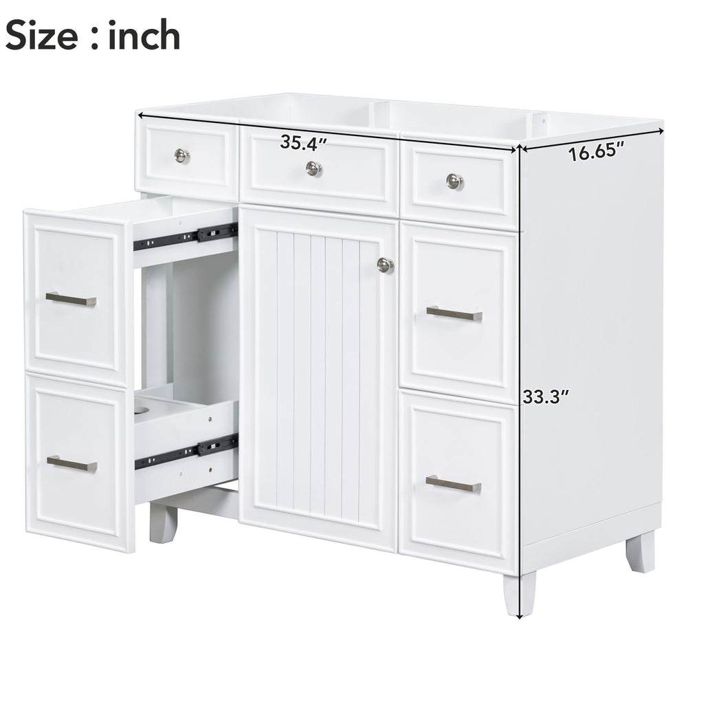 Leoglint [Cabinet Only] 36" White Bathroom Vanity(Sink not included)