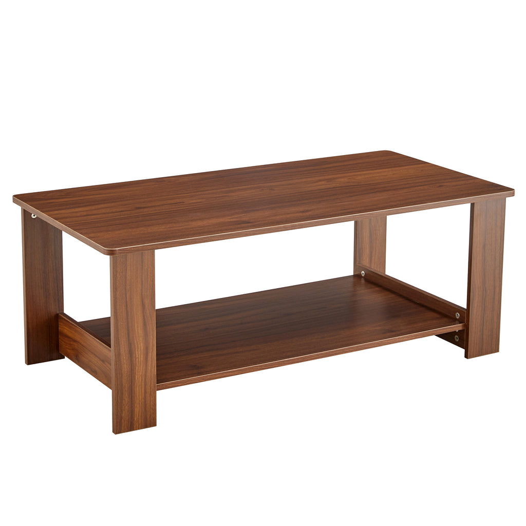 Leoglint Modern and practical walnut textured coffee tables , tea tables. The double layered coffee table is made of MDF material. Suitable for living room  43.3"*21.6"*16.5"  CT-16