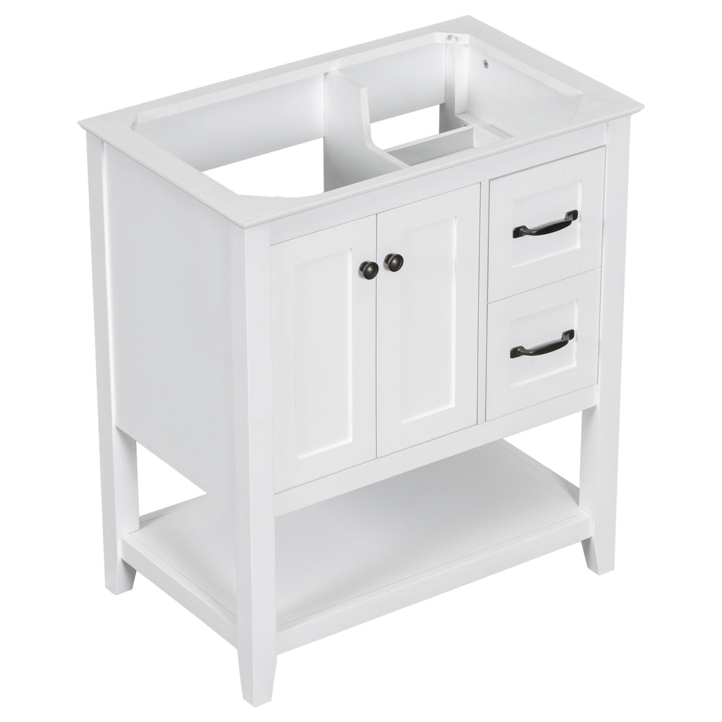 Leoglint 30" Bathroom Vanity without Sink Top, Cabinet Base Only, Vanity with Multi-Functional Drawer, White