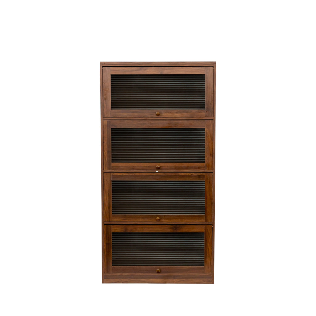 Leoglint Bookcase Contemporary Closed Back Glass Doors Office Storage Cabinet Floor-to-Ceiling Low Cabinet Bookcase Against Wall Dustproof Bookshelf