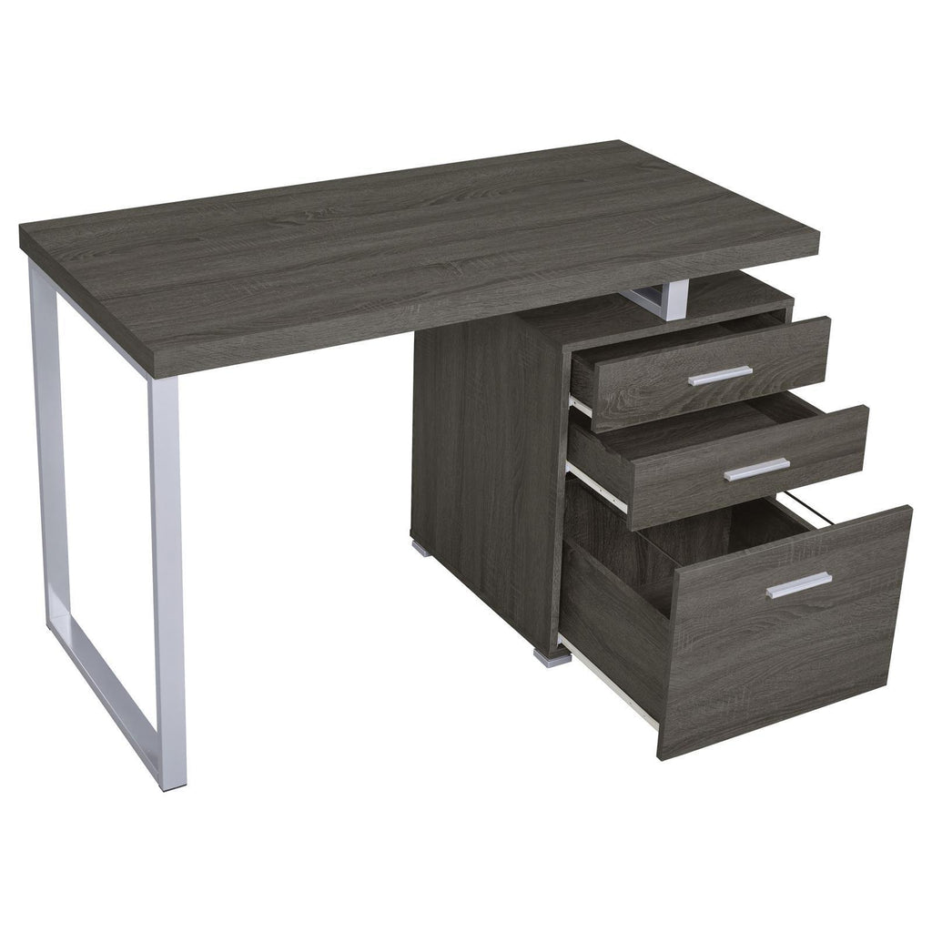 Leoglint Weathered Grey 3-drawer Reversible Office Desk