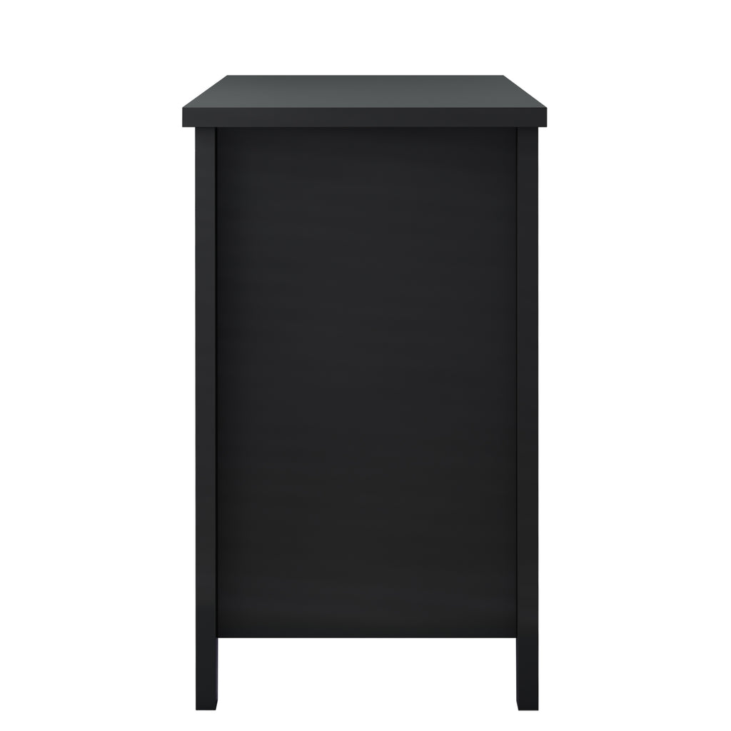 Leoglint Drawer Dresser BAR CABINET side cabinet,buffet sideboard,buffet service counter, solid wood frame,plasticdoor panel,retro shell handle,applicable to dining room, living room, kitchen ,corridor,black