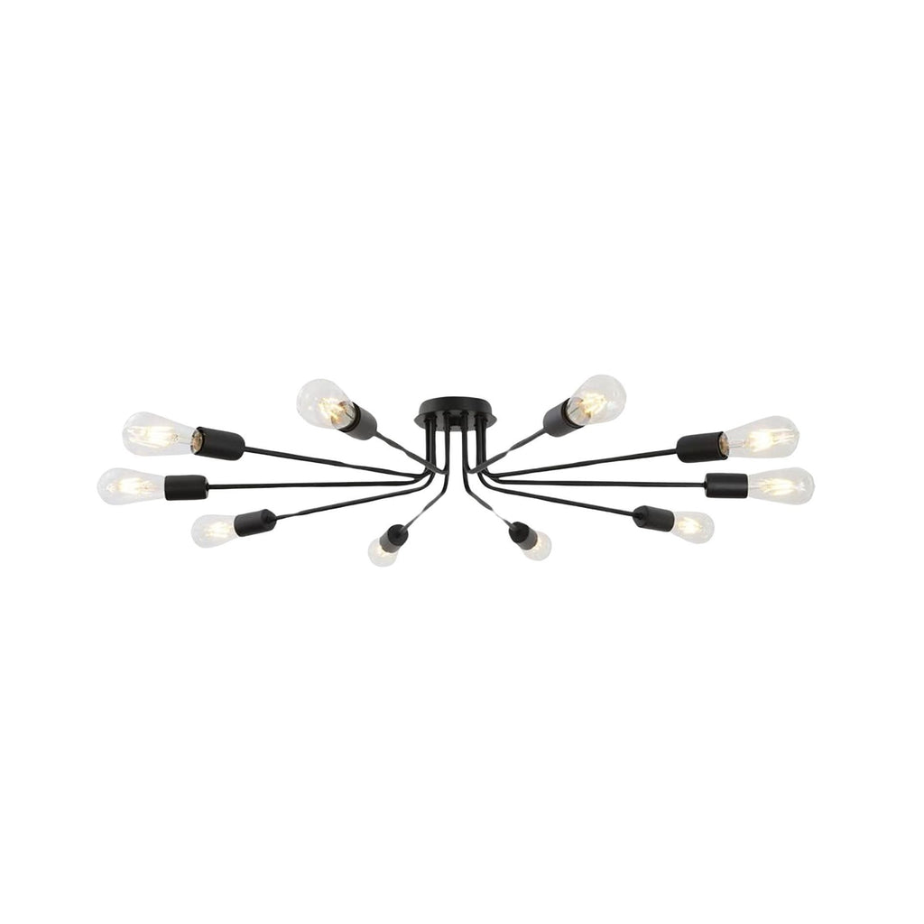 Leoglint Pendant 10 Light Sputnik Chandelier Black Ceiling Light Semi Flush Mount Light Ceiling Lamp