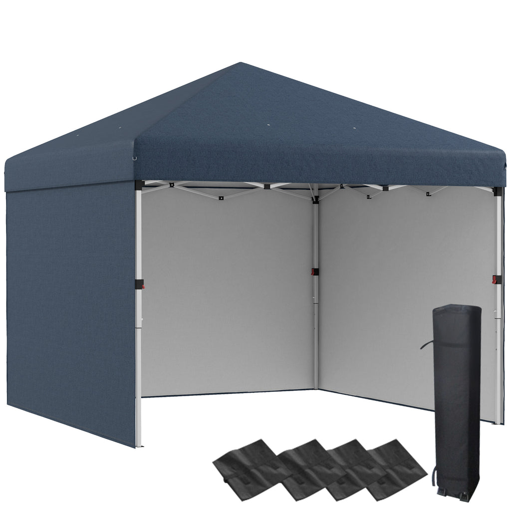 Leoglint  Outdoor Umbrella 10' x 10' Pop Up Canopy Tent with 3 Sidewalls, Leg Weight Bags and Carry Bag, Height Adjustable, Instant Party Tent Event Shelter Gazebo for Garden, Patio, Navy Blue