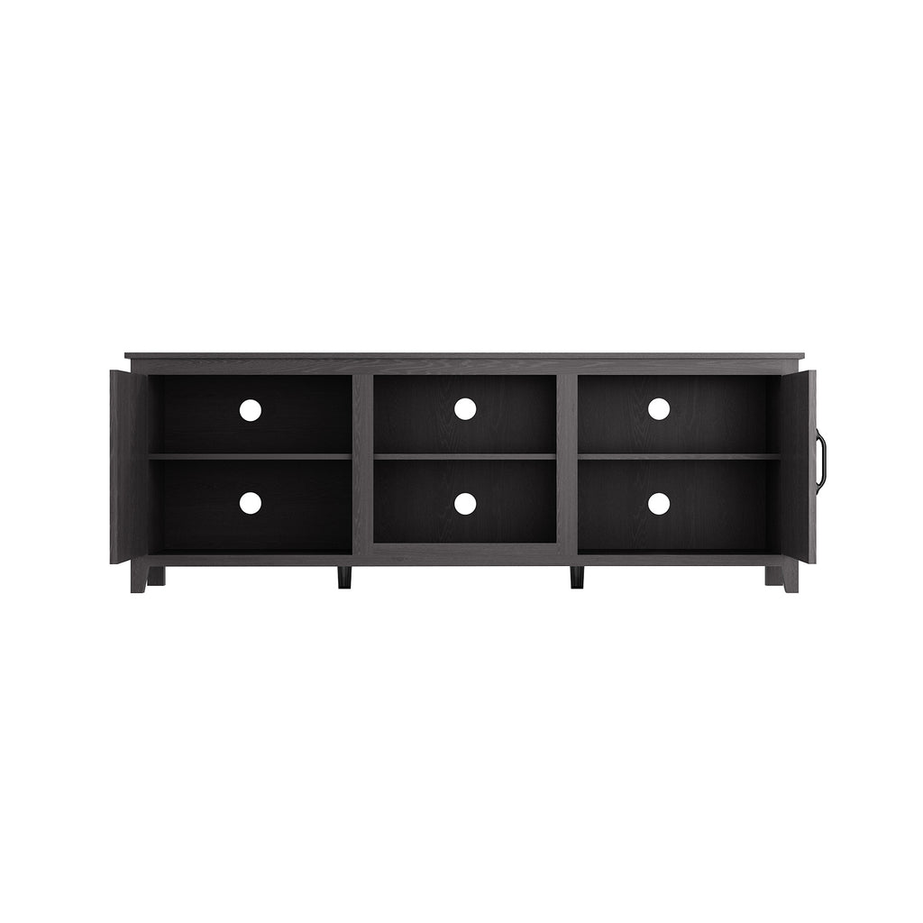 Leoglint TV Stand Storage Media Console Entertainment Center,Tradition Black,with doors