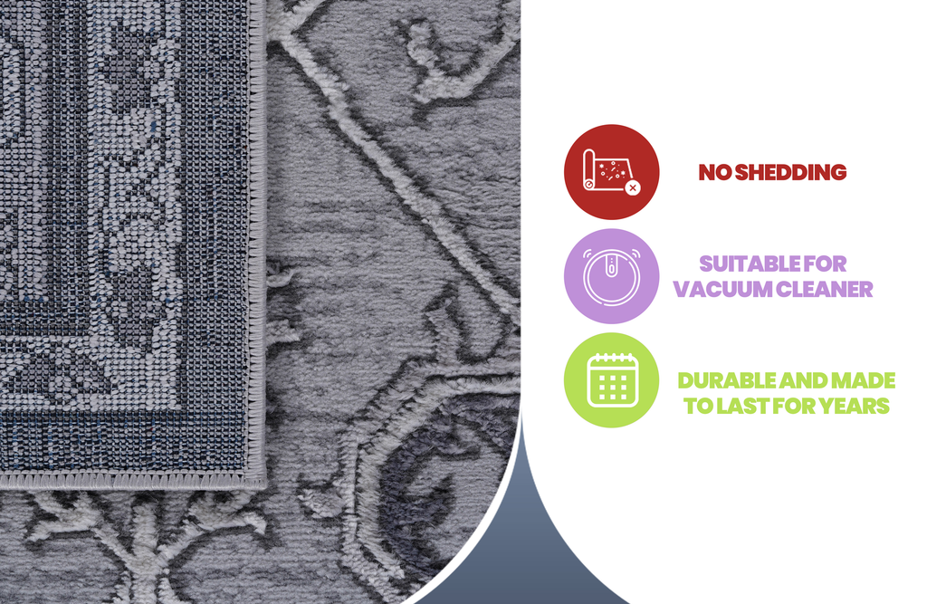 Leoglint 5X7 Grey/Oriental Non-Shedding Living Room Bedroom Dining Home Office Stylish and Stain Resistant Area Rug