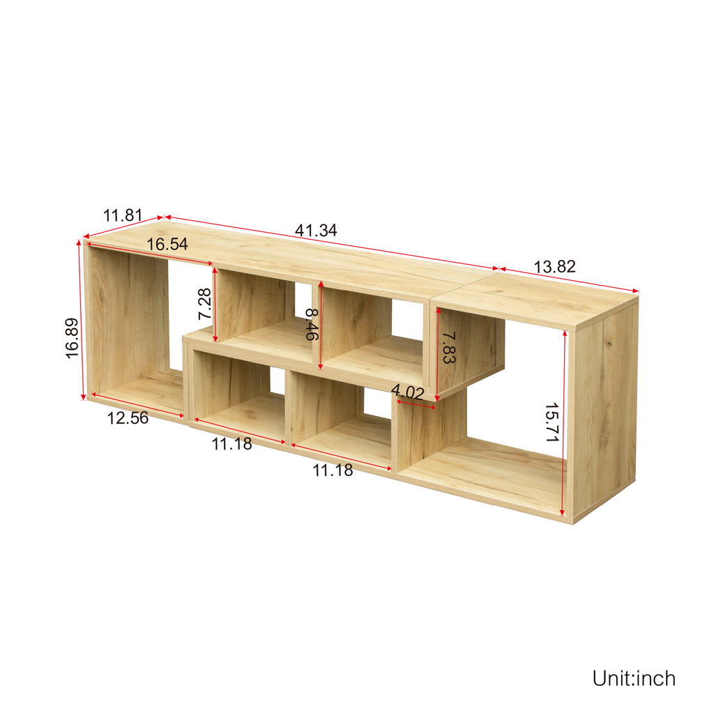 Leoglint Double L-Shaped Oak TV Stand,Display Shelf ,Bookcase for Home Furniture,OAK