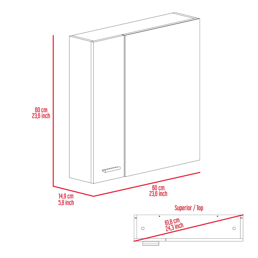 Leoglint Medicine 23H" Double Door Cabinet,Four Interior Shelves, White