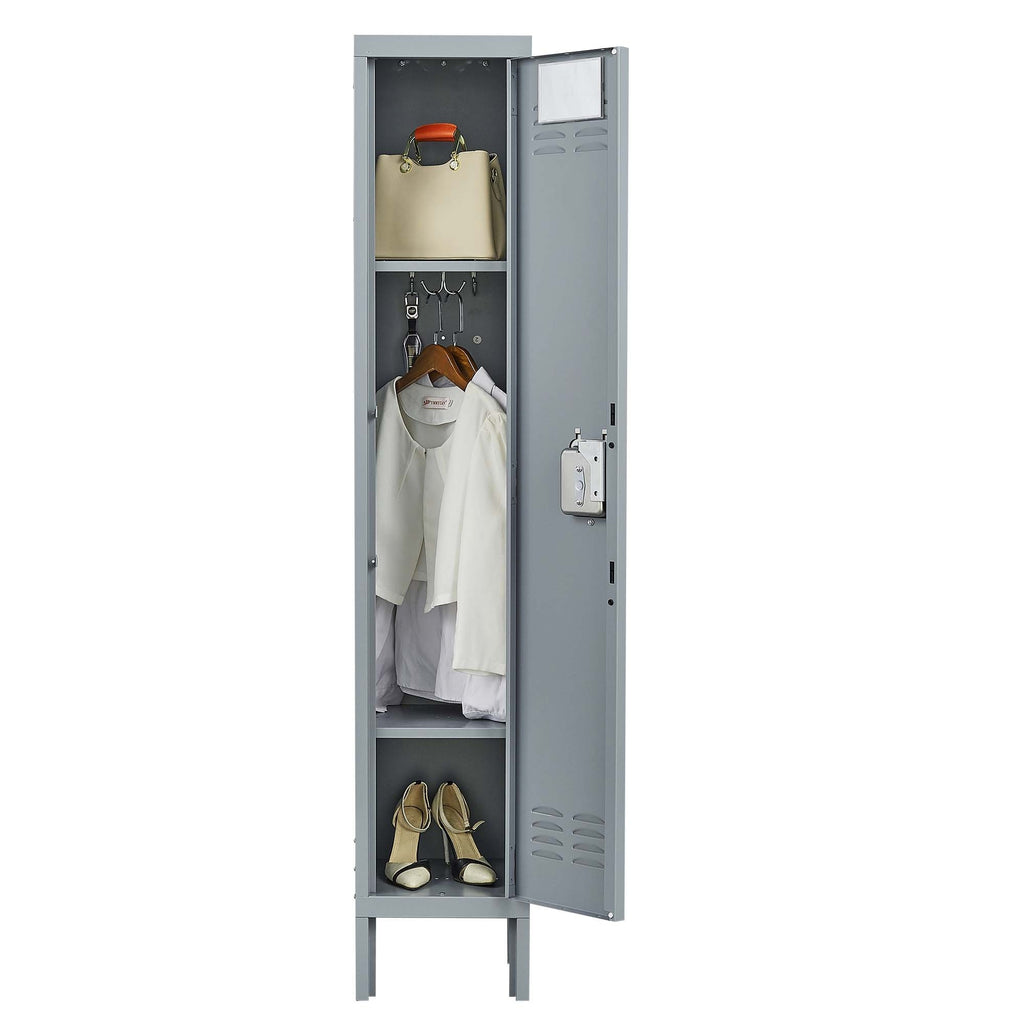 Leoglint 1 Door 66"H Metal Lockers With Lock for Employees,Storage Locker Cabinet  for Home Gym Office School Garage,Gray