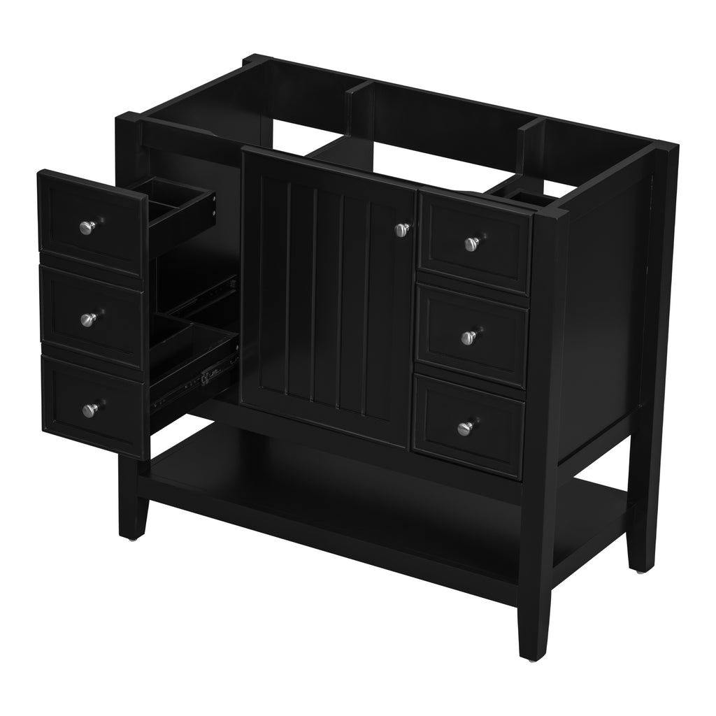 Leoglint 36" Bathroom Vanity without Sink, Cabinet Base Only, One Cabinet and three Drawers, Black