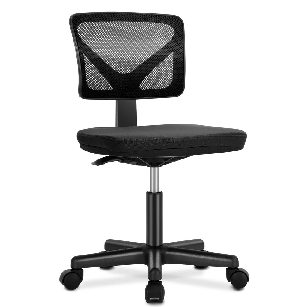 Leoglint Sweetcrispy Armless Desk Chair Small Home Office Chair with Lumbar Support