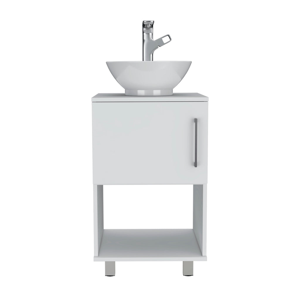 Leoglint Gouda 18" Single Bathroom Vanity, One Open Shelf, Single Door Cabinet -White