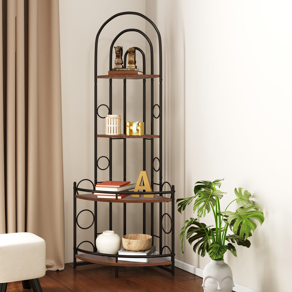 Leoglint 4-Tier Corner Bookshelf, Modern Style, Plant Stand with Metal Frame