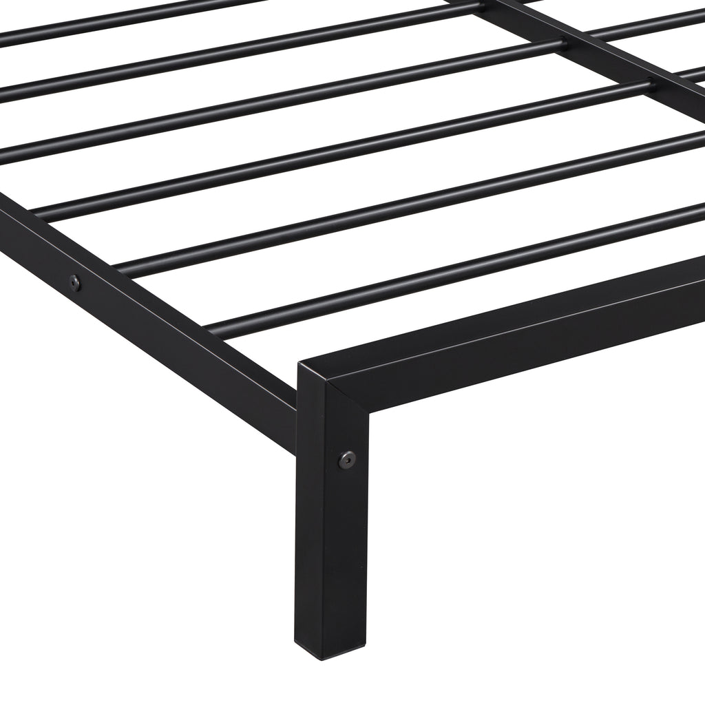 Leoglint Twin Size Metal Platform Bed Frame with House-Shaped Headboard Design, Black