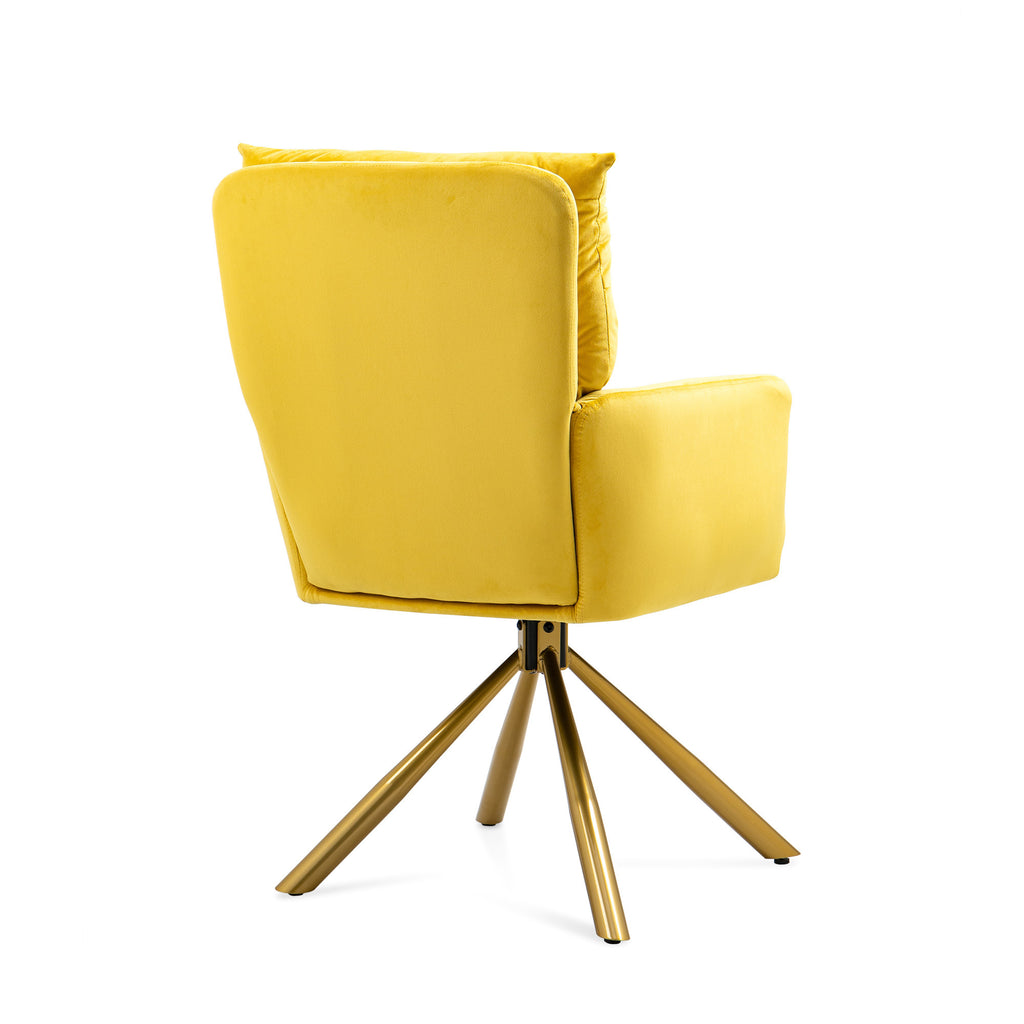 Leoglint Yellow Velvet Contemporary High-Back Upholstered Swivel Accent Office Chair