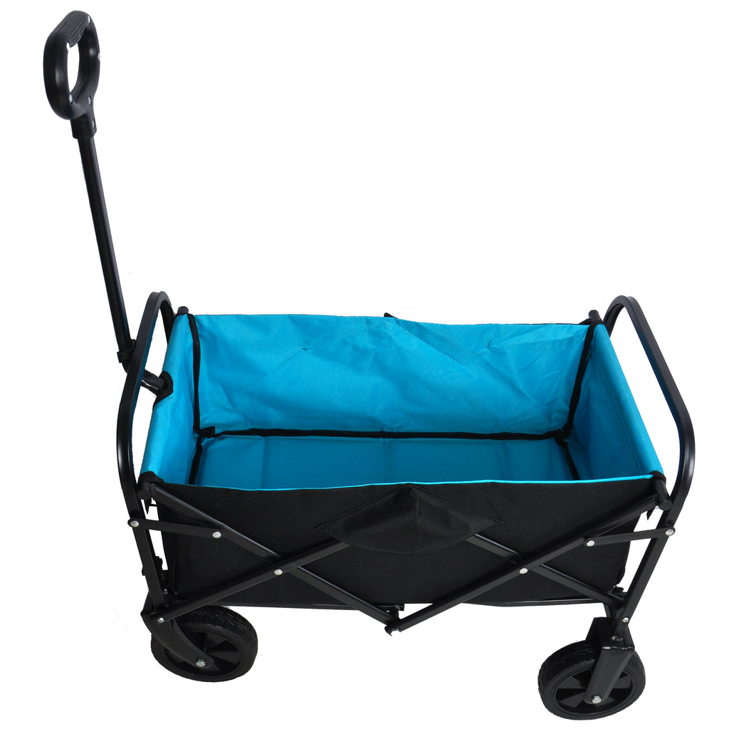 Leoglint Garden cart Mini Folding Wagon Garden Shopping Beach Cart (black+blue)