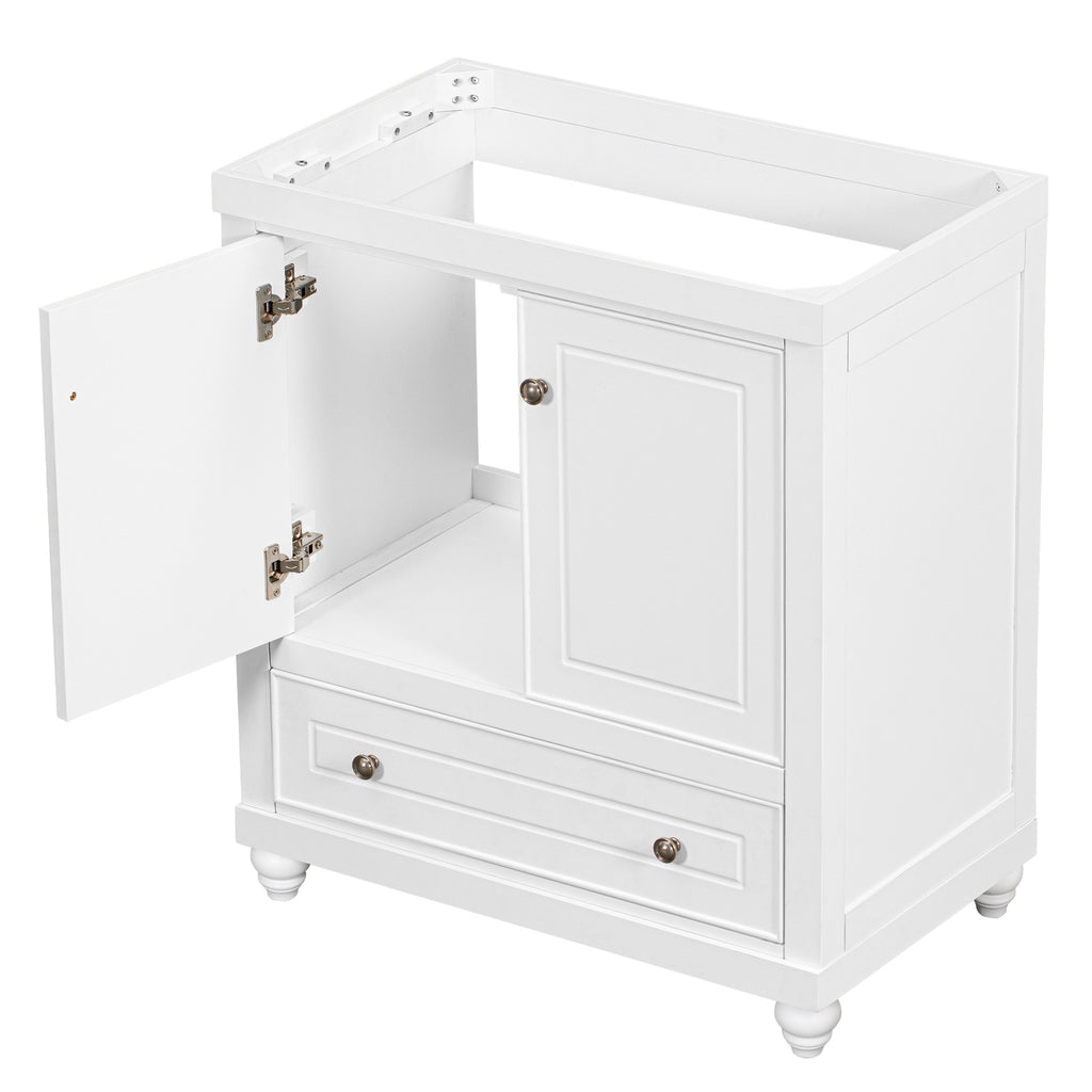 Leoglint 30" Bathroom Vanity without Sink, Base Only, Cabinet with Doors and Drawer, Solid Frame and MDF Board, White