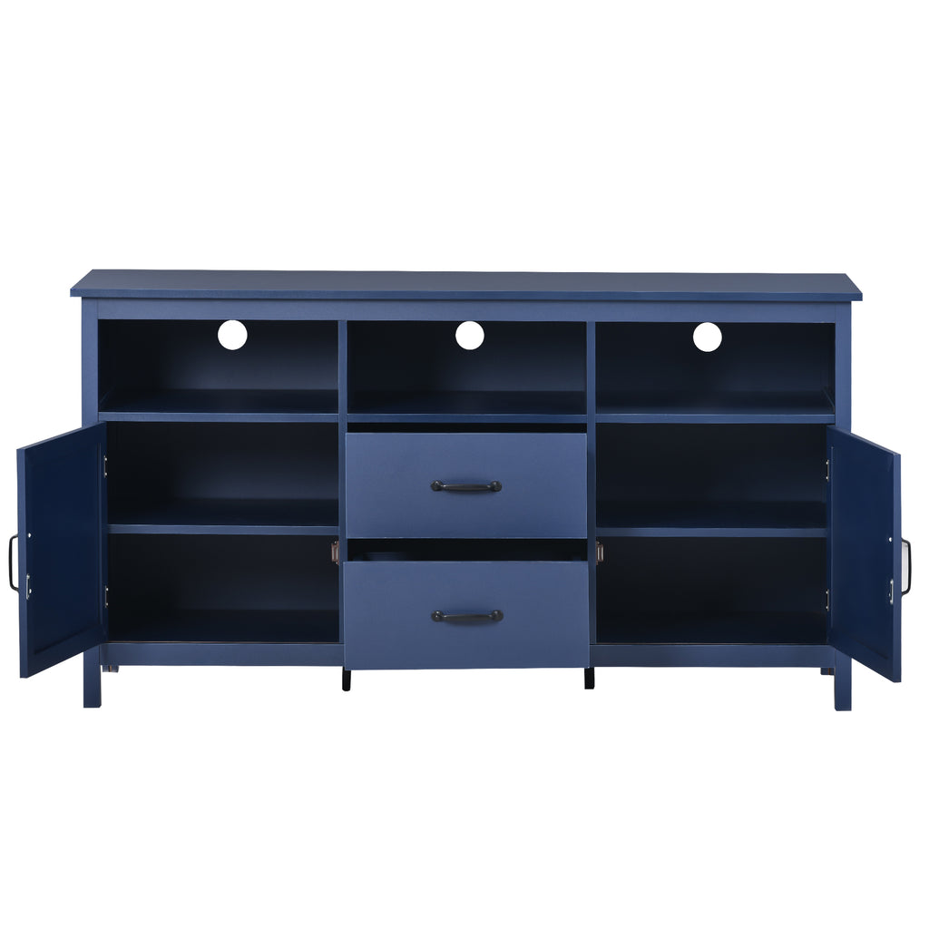 Leoglint U-Can TV Stand for TV up to 68 in with 2 Doors and 2 Drawers Open Style Cabinet, Sideboard for Living room, Navy