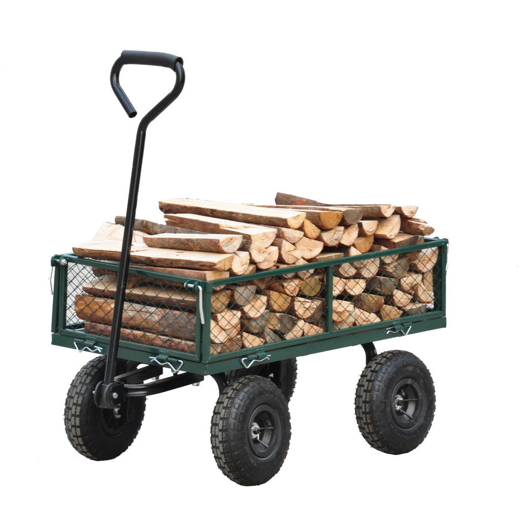 Leoglint Wagon Cart Garden cart trucks make it easier to transport firewood (green)