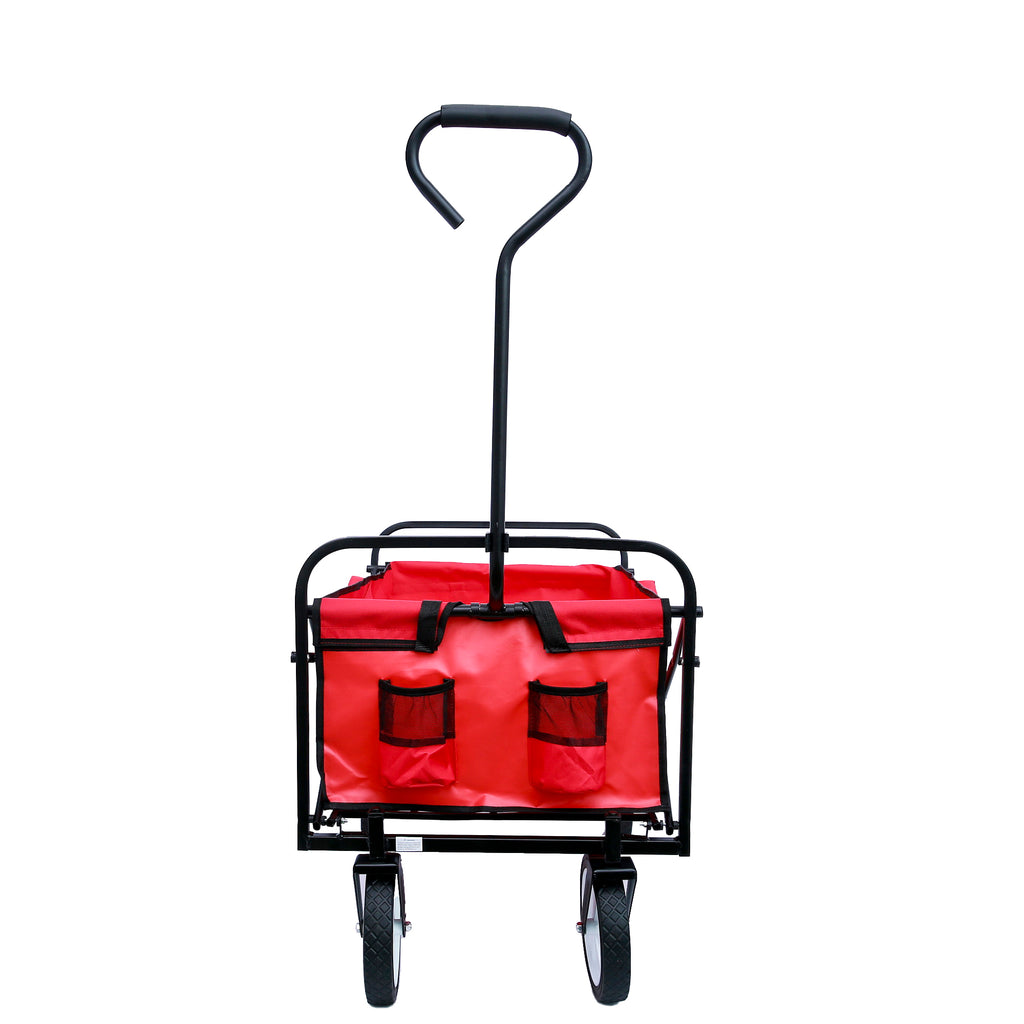 Leoglint Garden cart Folding Wagon Garden Shopping Beach Cart (Red)