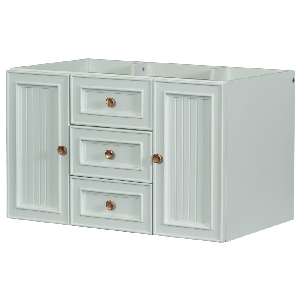 Leoglint 30" Wall Mounted Bathroom Vanity without Sink, Cabinet Base Only, Functional Drawer, Green