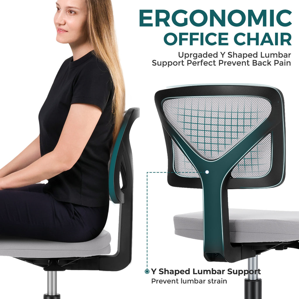 Leoglint Sweetcrispy Armless Desk Chair Small Home Office Chair with Lumbar Support