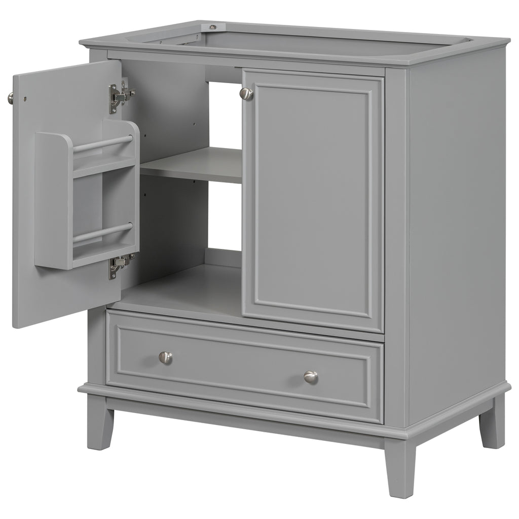 Leoglint 30" Bathroom Vanity without Sink, Base Only, Multi-functional Bathroom Cabinet with Doors and Drawer, Solid Frame and MDF Board, Grey