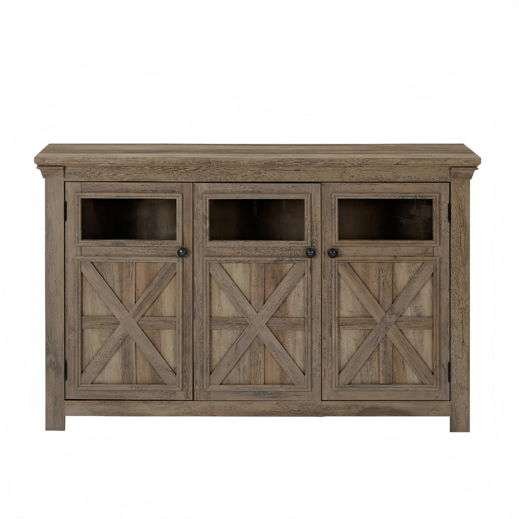 Leoglint 3 Doors Cabinet Large Buffet Sideboard Cabinet, Bar Wine Cabinet for Entryway Living Room Buffet Cabinet Table Coffee Bar Wine Bar Large Storage Space Cabinet for Dining Room Gray Wash