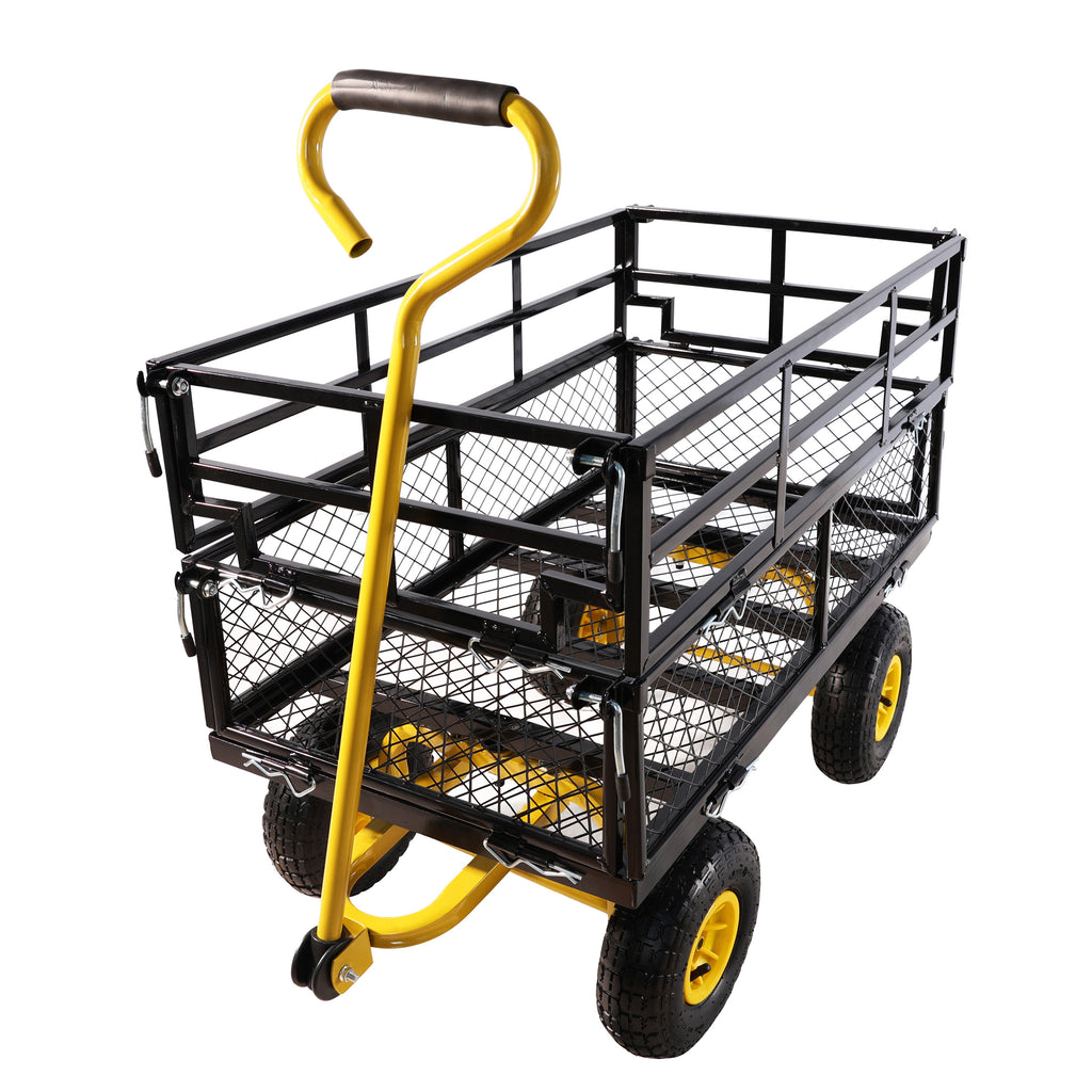 Leoglint Wagon Cart Garden cart trucks make it easier to transport firewood Yellow+Black