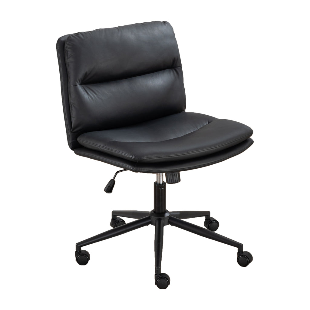 Leoglint Bizerte Adjustable Swivel Criss-Cross Chair, Wide Seat/ Office Chair /Vanity Chair, Black