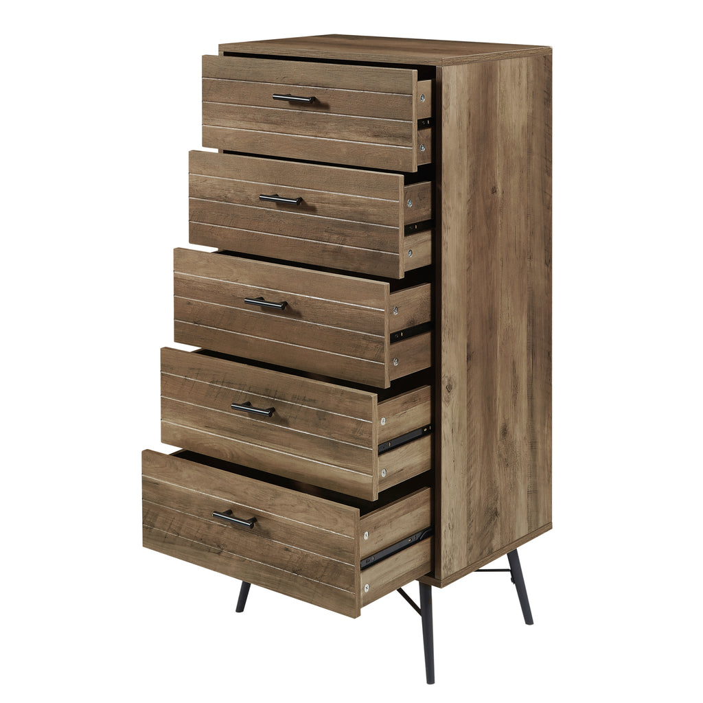 Leoglint 5-Drawer Chest - Spacious and Stylish Chest of Drawers,  Dresser for Bedroom, Closet, Hallway, 23.6"W x 15.7"D x 48"H, Rustic Walnut