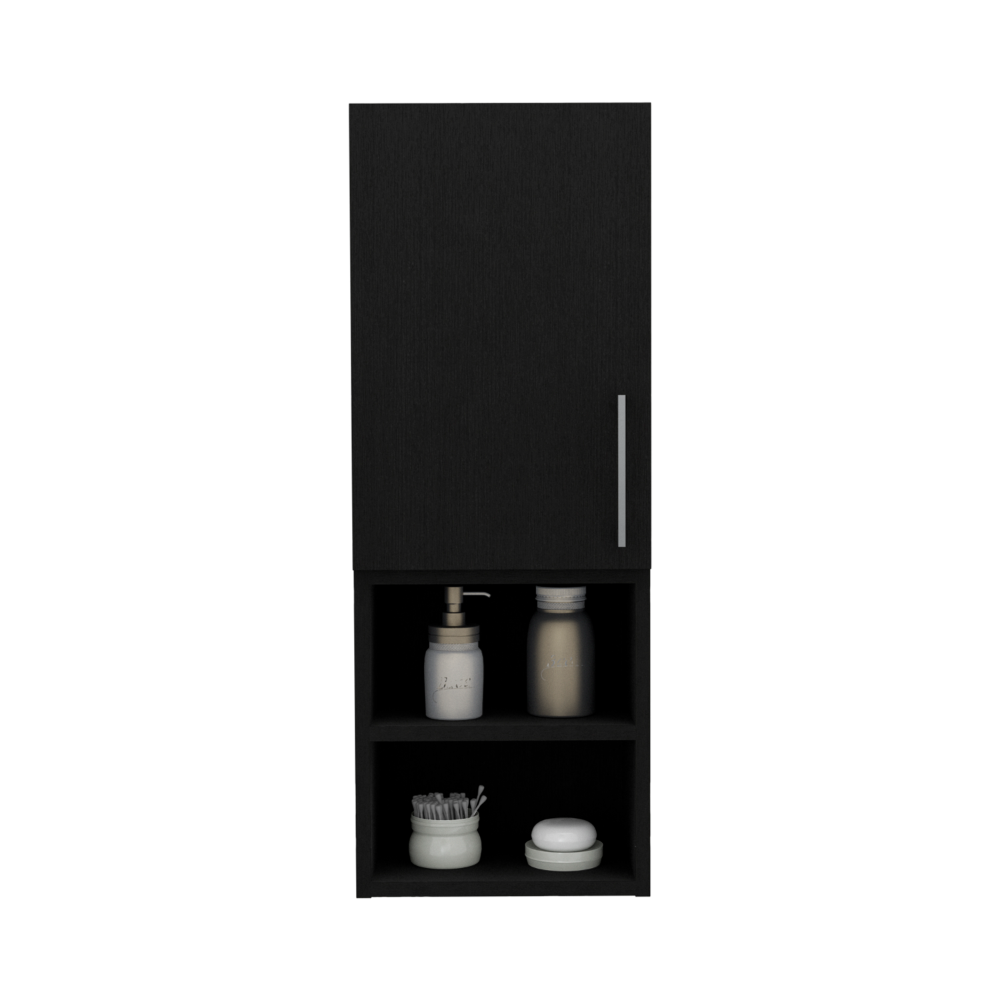 Leoglint Medicine 31H" Single Door Cabinet, Two External Shelves, Two Interior Shelves, Black