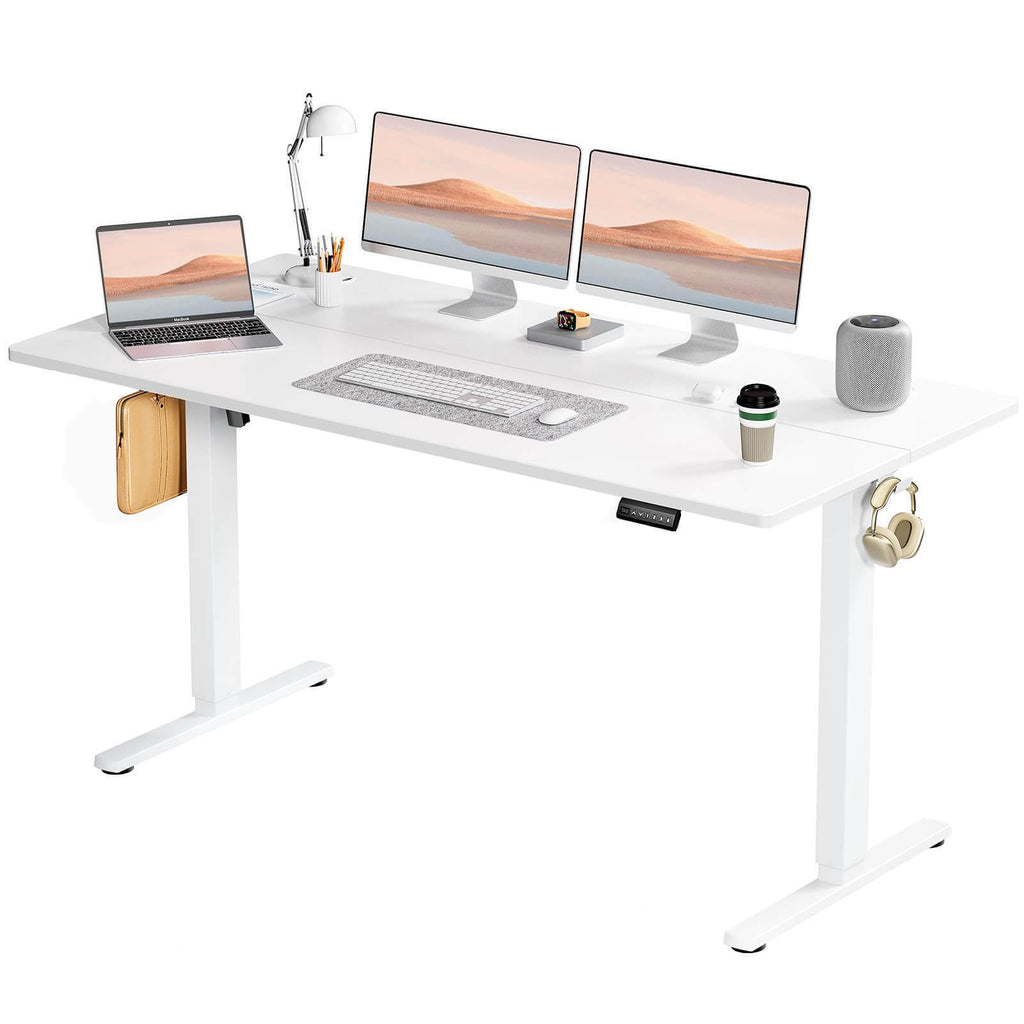 Leoglint Electric Height Adjustable Standing Office Desk,Sit to Stand Ergonomic Computer Desk,White,63'' x 24"