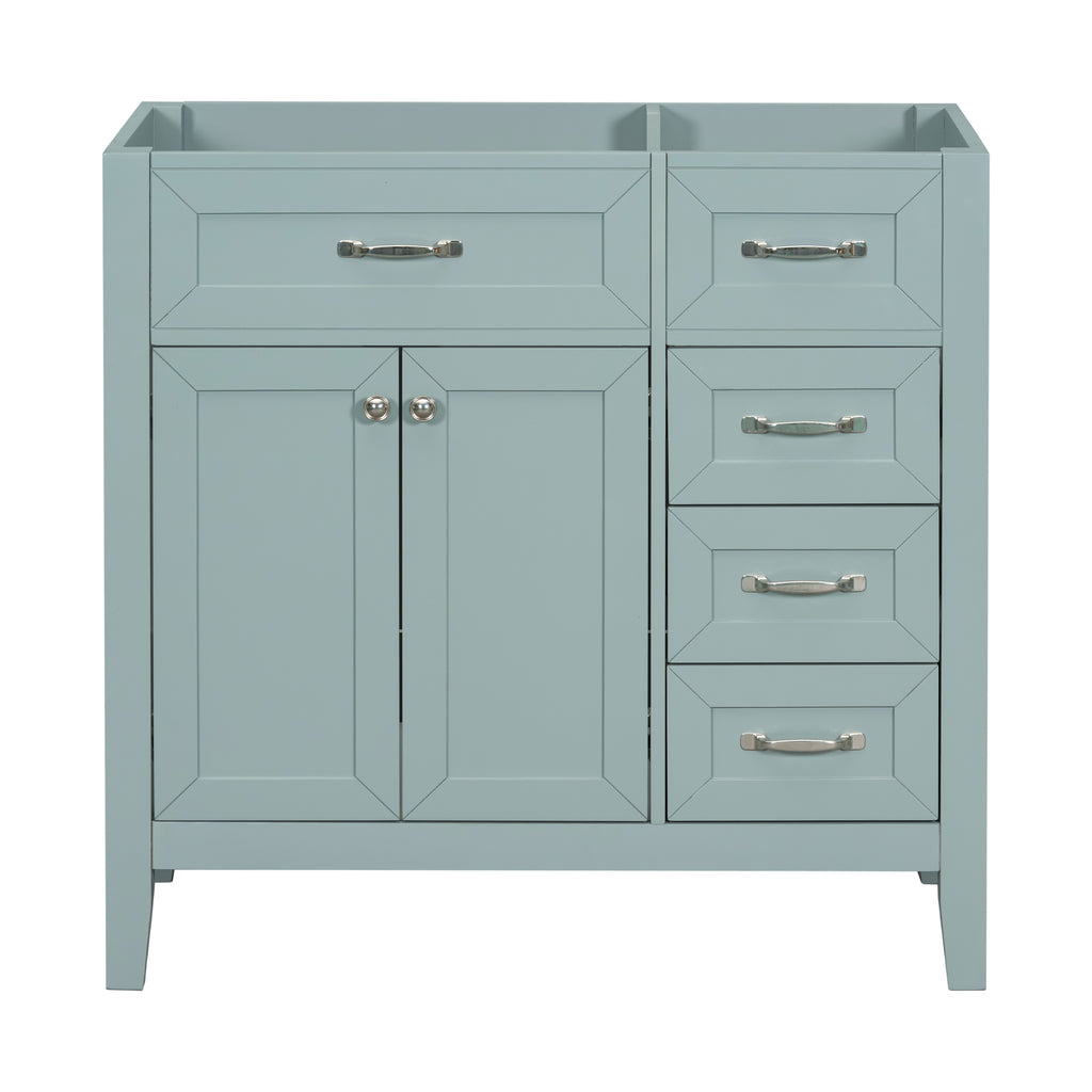 Leoglint 36" Bathroom Vanity without Sink, Cabinet Base Only, Bathroom Cabinet with Drawers, Solid Frame and MDF Board, Green