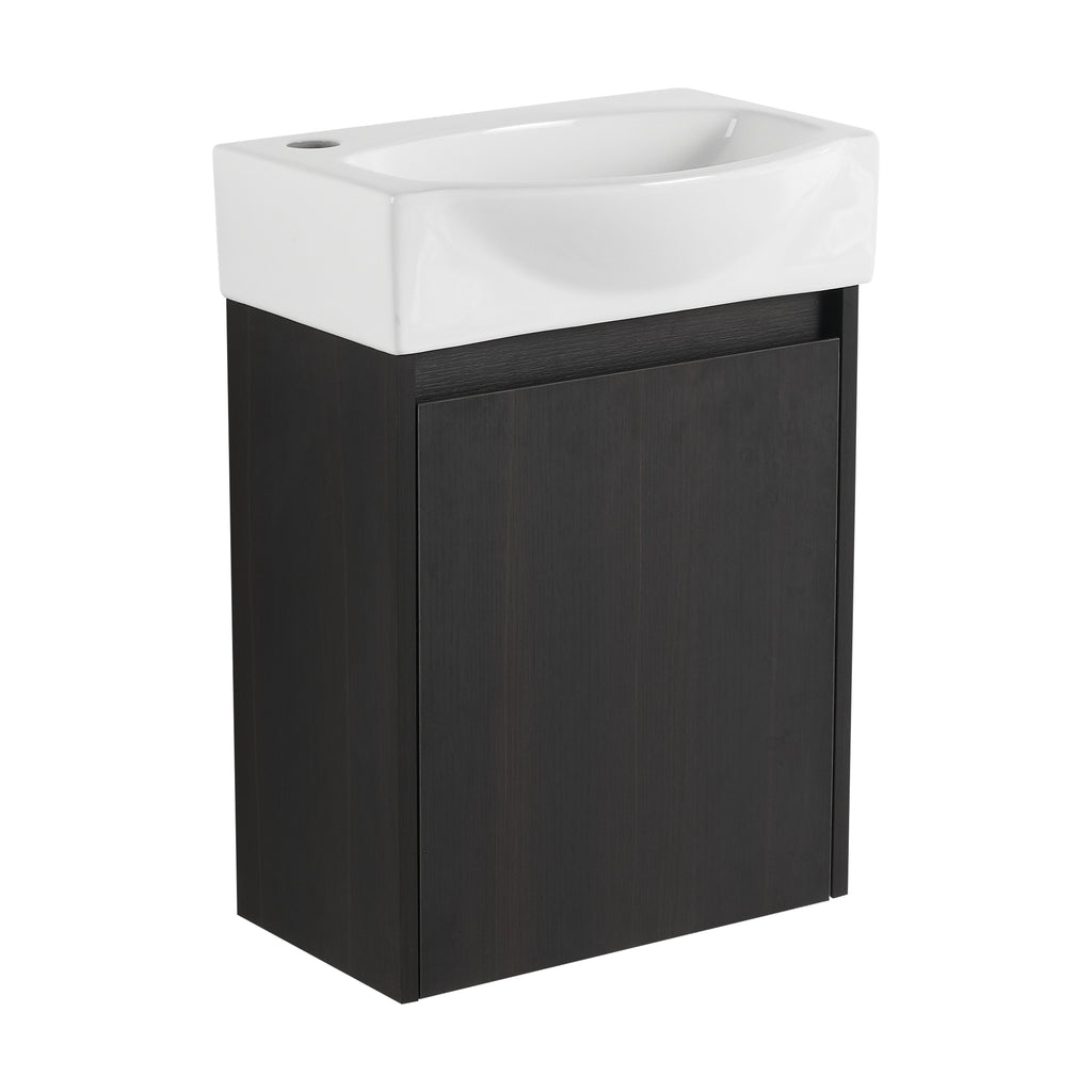 Leoglint 16 "Bathroom Vanity Sink Combo for Small Space, Modern Small Bathroom Vanity with Sink, Small Bathroom Sink Cabinet Set ,Black