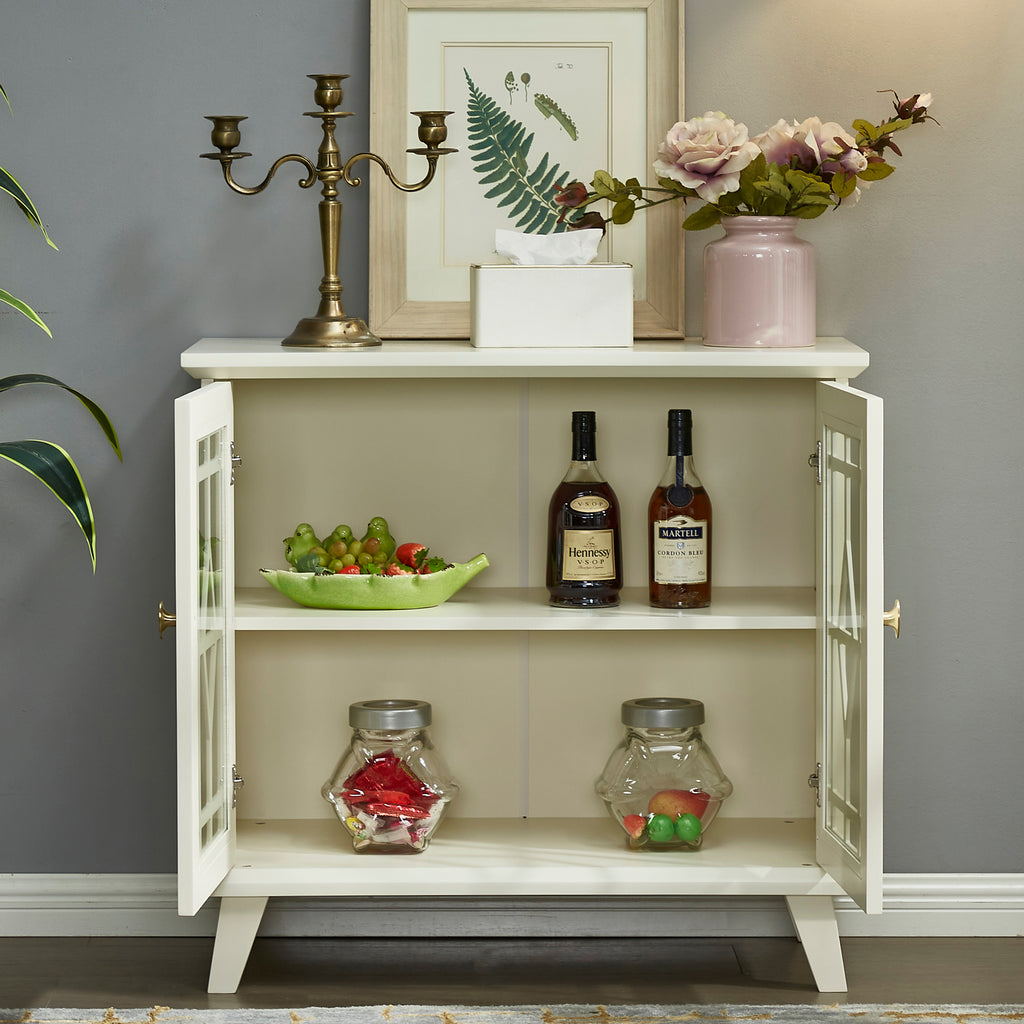 Leoglint Storage Cabinet with Shelf, White Sideboard Cabinet for Living Room, Hallway, Dining Room, Entryway