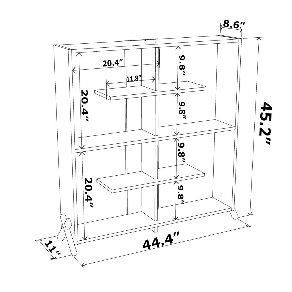 Leoglint Furnish Home Store Kipp Wood Frame Etagere Open Back 6 Shelves Bookcase Industrial Bookshelf for Office and Living Rooms Modern Bookcases Large Bookshelf Organizer, Walnut/White