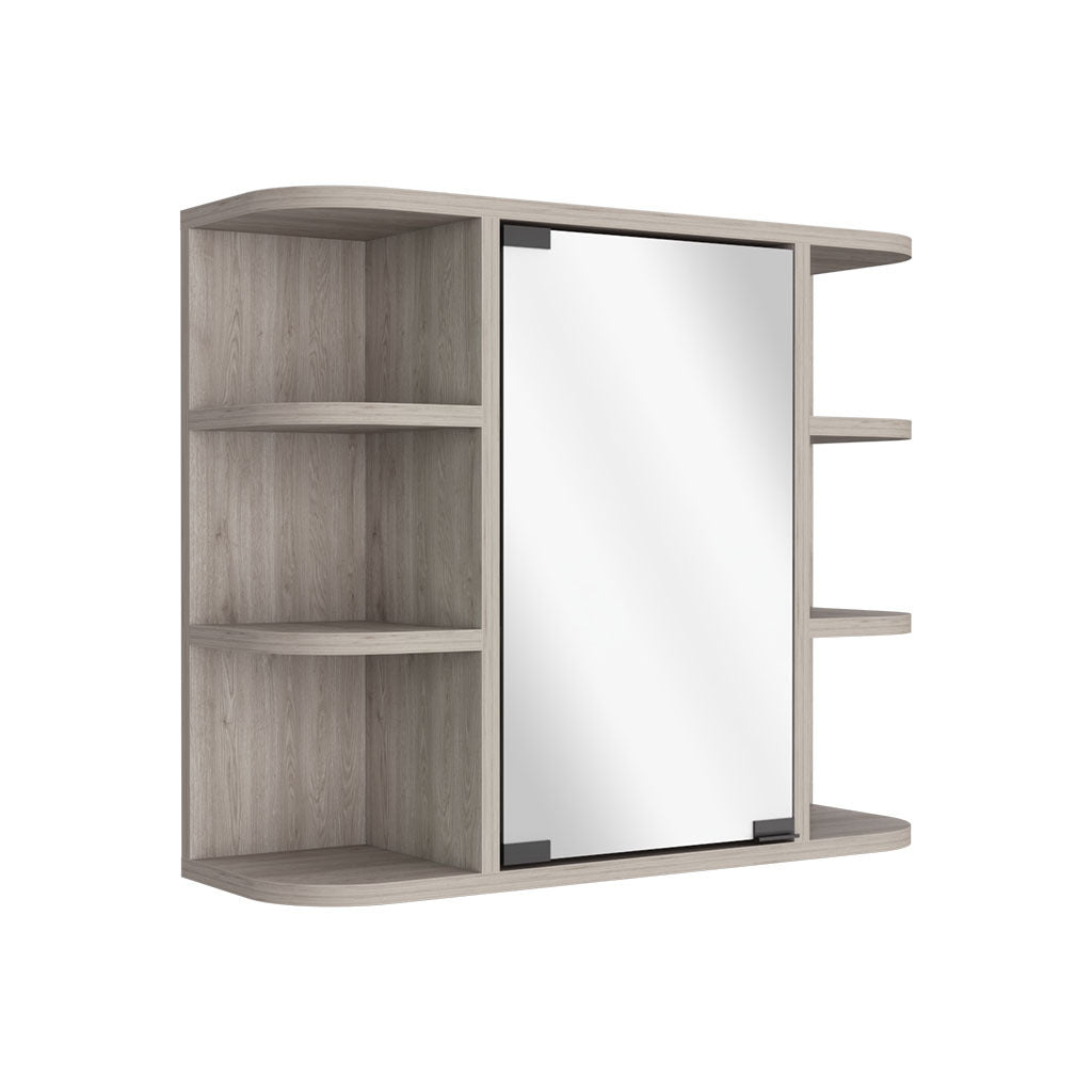 Leoglint Medicine Cabinet Milano, Six External Shelves Mirror, Light Gray Finish